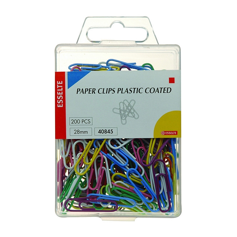 Esselte Paper Clip Plastic Coated 28mm Ast Bx200/Product Detail/Stationery