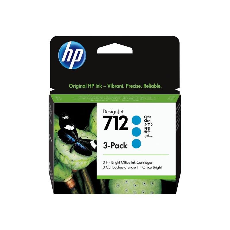 HP #712 29ml Cyan 3 Pk 3ED77A/Product Detail/Stationery