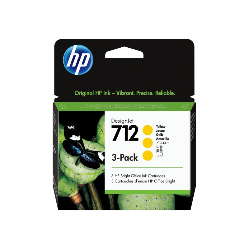 HP #712 29ml Yell 3 Pk 3ED79A/Product Detail/Stationery