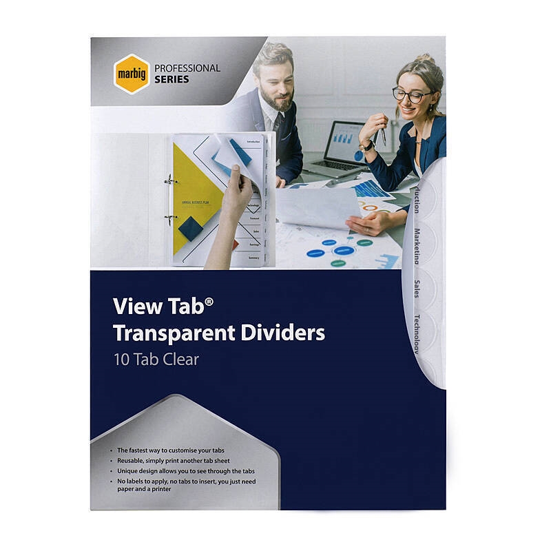 Marbig Pro Indices & Dividers 10 Tab PP A4 Clear/Product Detail/Stationery