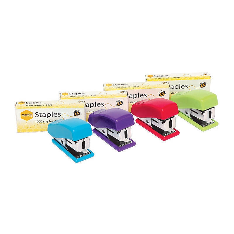Marbig Mini Stapler W/Staples Brights Asst/Product Detail/Stationery