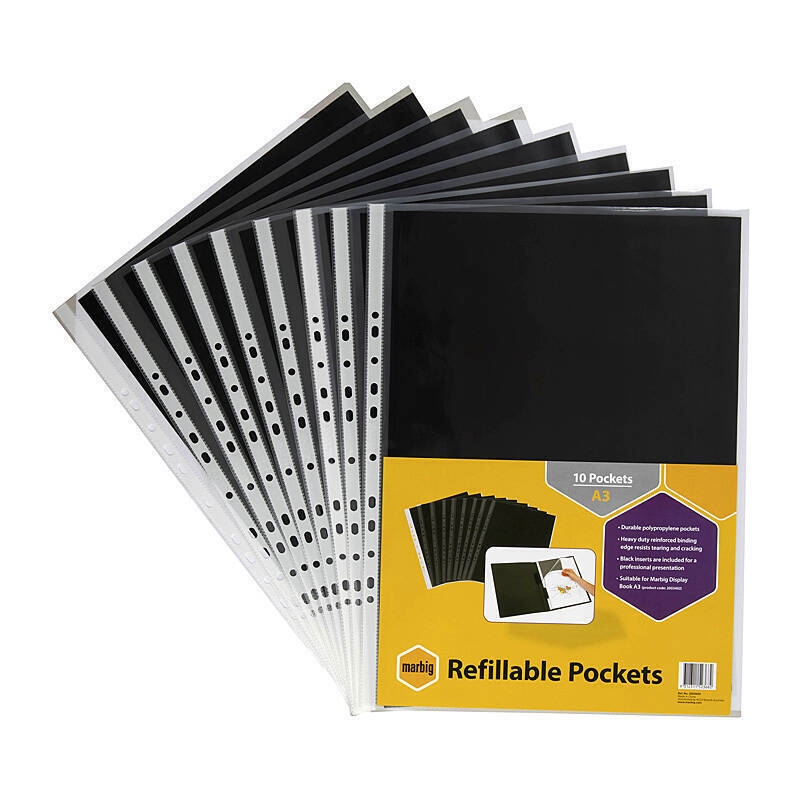 Marbig Display Book Refills A3 Pack Of 10/Product Detail/Stationery