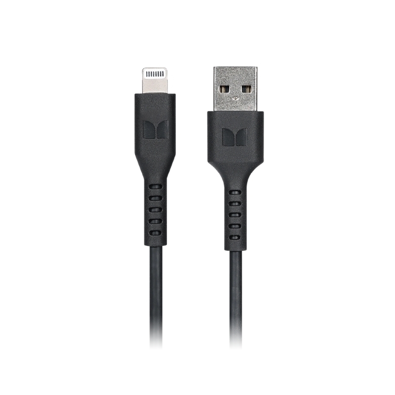 Monster Lightning to USB-A Thermo Plastic Elastometer Cable - Black 2m/Product Detail/Consoles & Accessories