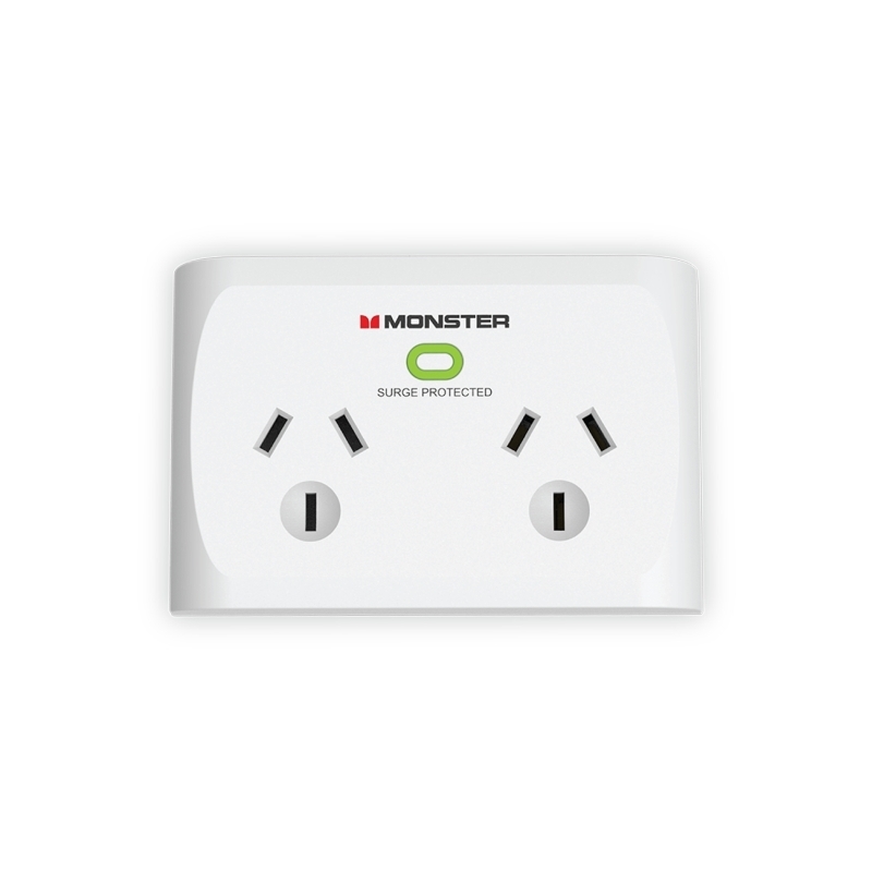 Monster Dual Socket Surge Protector - White/Product Detail/Electronics
