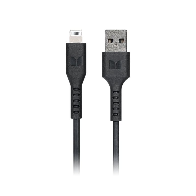 Monster Lightning to USB-A Thermo Plastic Elastometer Cable - Black 1.2m/Product Detail/Consoles & Accessories