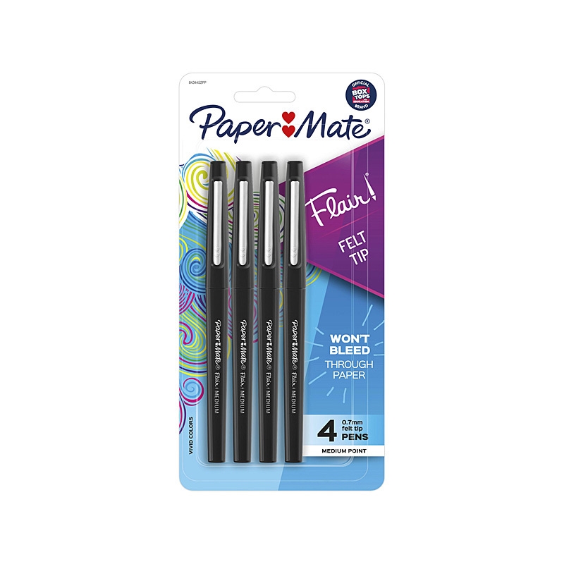 PM Flair Felt Tip Blk Pk4 Bx6/Product Detail/Stationery