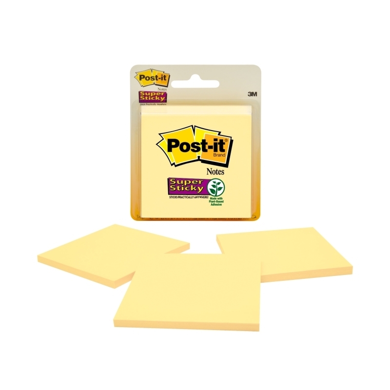 Post-It Super Sticky Notes Canary Yellow 76 x 76mm 3-Pack - Box of 6/Product Detail/Stationery