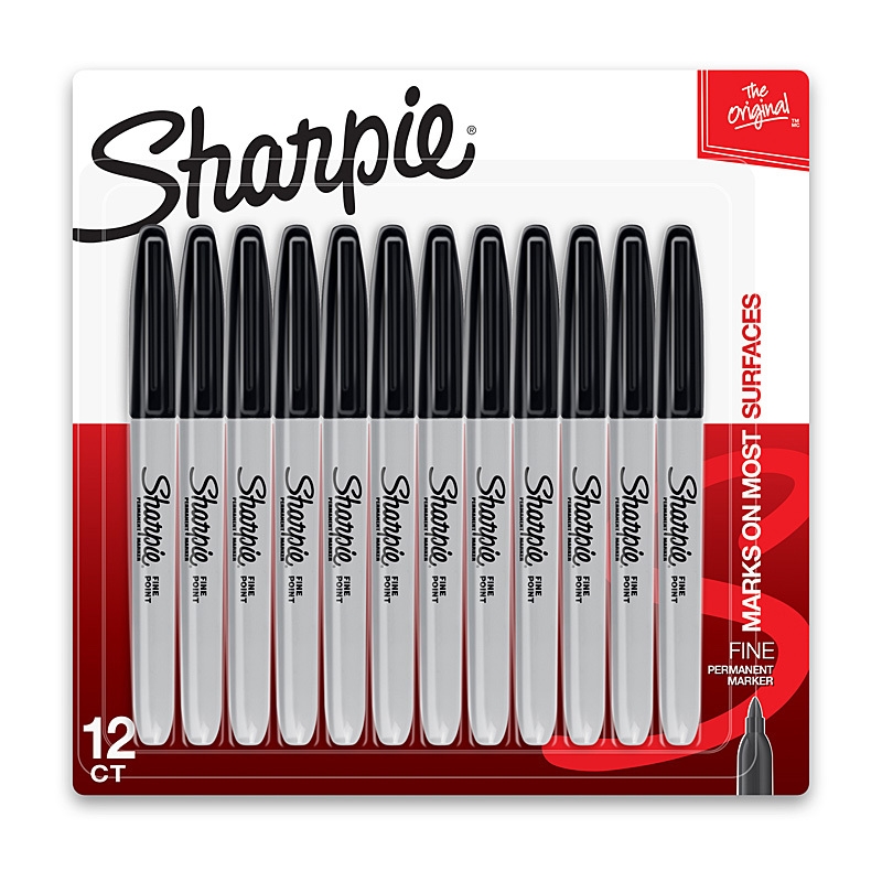 Sharpie Fine Perm Mrk Blk Pk12/Product Detail/Stationery