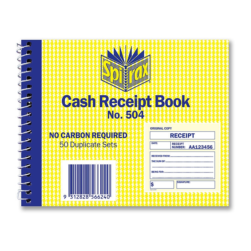 Spirax 504 Cash Receipt Book 102X127mm Pk5/Product Detail/Stationery