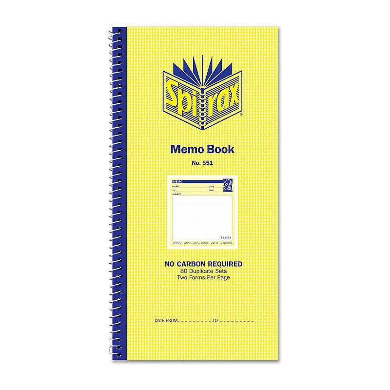 Spirax 551 Memo Book 279X144mm Duplicates Pk10/Product Detail/Stationery