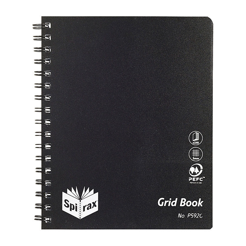 Spirax P592G PP Grid Book 222X178 240Pg S/O Pk5/Product Detail/Stationery