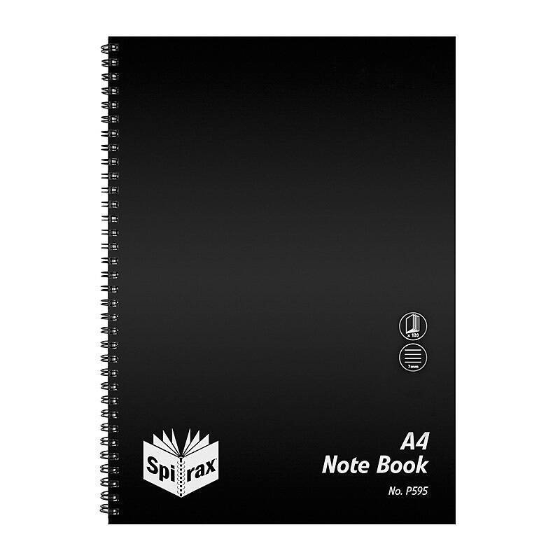 Spirax P595 PP Notebook A4 120 Pg Black S/O Pk10/Product Detail/Stationery