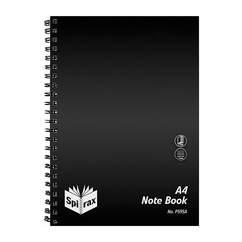 Spirax P595A PP Notebook A4 240 Pg Black S/O Pk5/Product Detail/Stationery