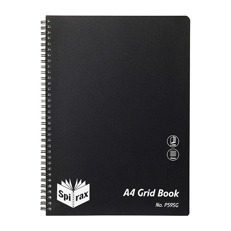 Spirax P595G Pp Grid Book A4 200 Pages Blk S/O Pk5/Product Detail/Stationery