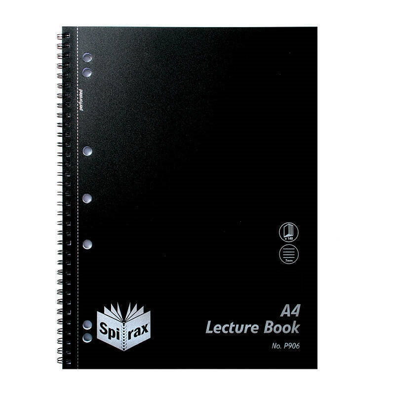 Spirax P906 PP Lecture Book A4 140 Page Black Pk10/Product Detail/Stationery