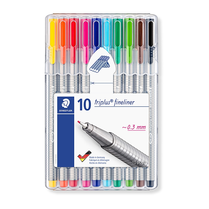 Staedtler Triplus 0.3mm Fineliner - 10 Pack - Assorted Colours/Product Detail/Stationery