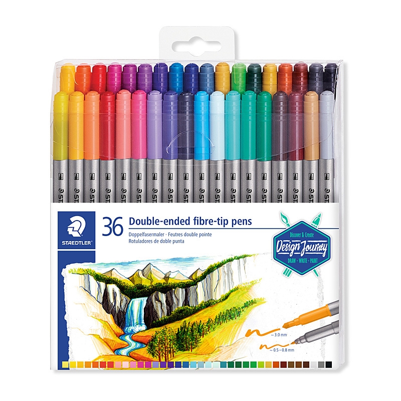 Staedtler Twin-Tip Double Ended Fibre Pens - 36 Pack - Assorted Colours/Product Detail/Stationery