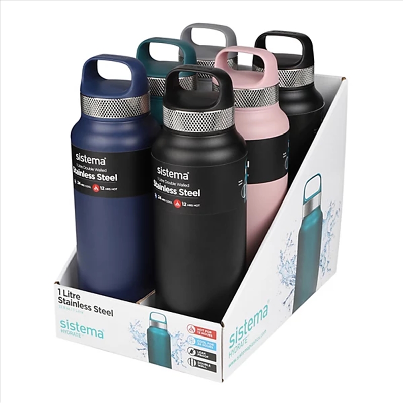 Sistema 1L S/Steel Bottle (Assorted Colours) RANDOM/Product Detail/Cleaners
