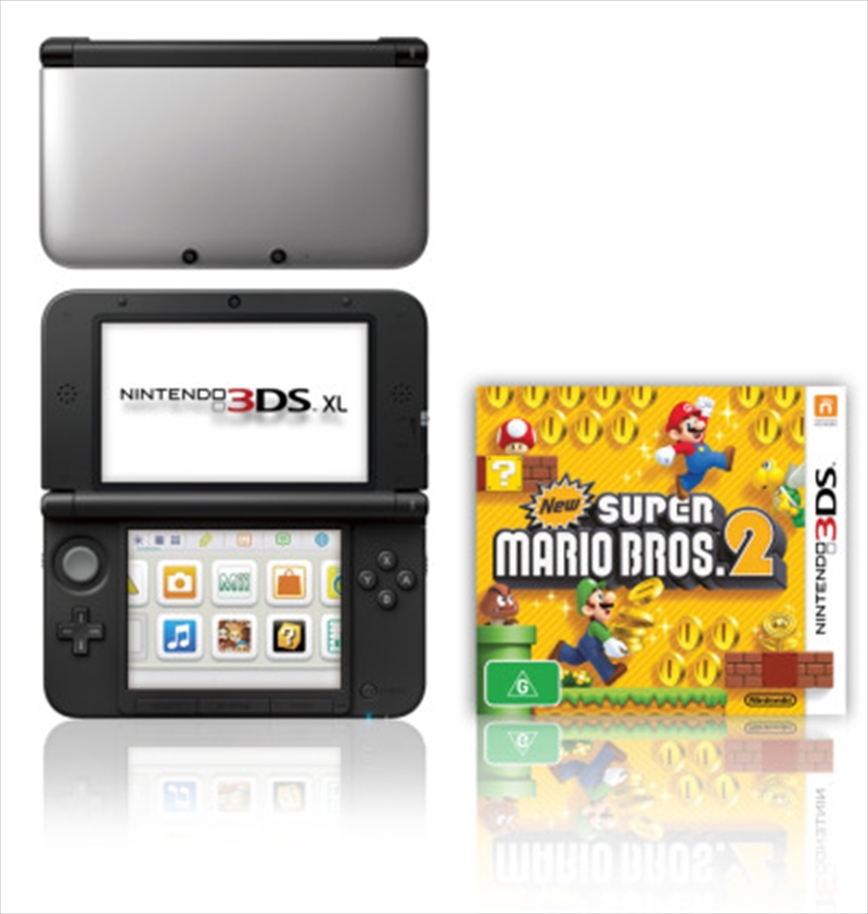 3DS XL Console Silver with New Super Mario Bros 2/Product Detail/Consoles & Accessories