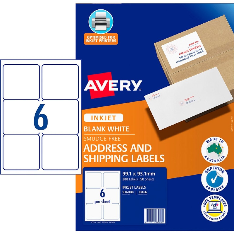 AV Inkjet Label J8166 6UP Pk50/Product Detail/Stationery