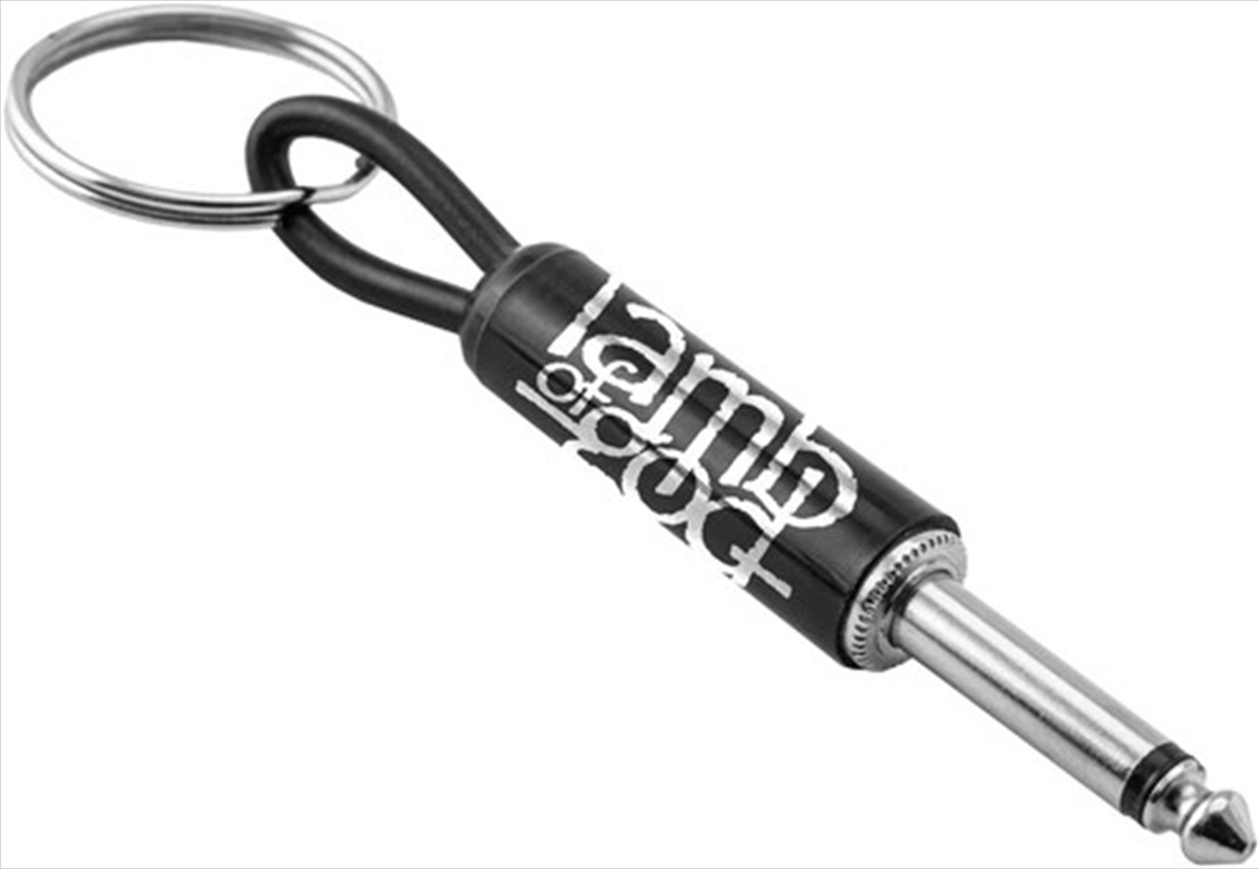 Pluginz - Lamb of God Logo Guitar Plug Keychain 1/4" Input Jack Black With White Logo/Product Detail/Keyrings