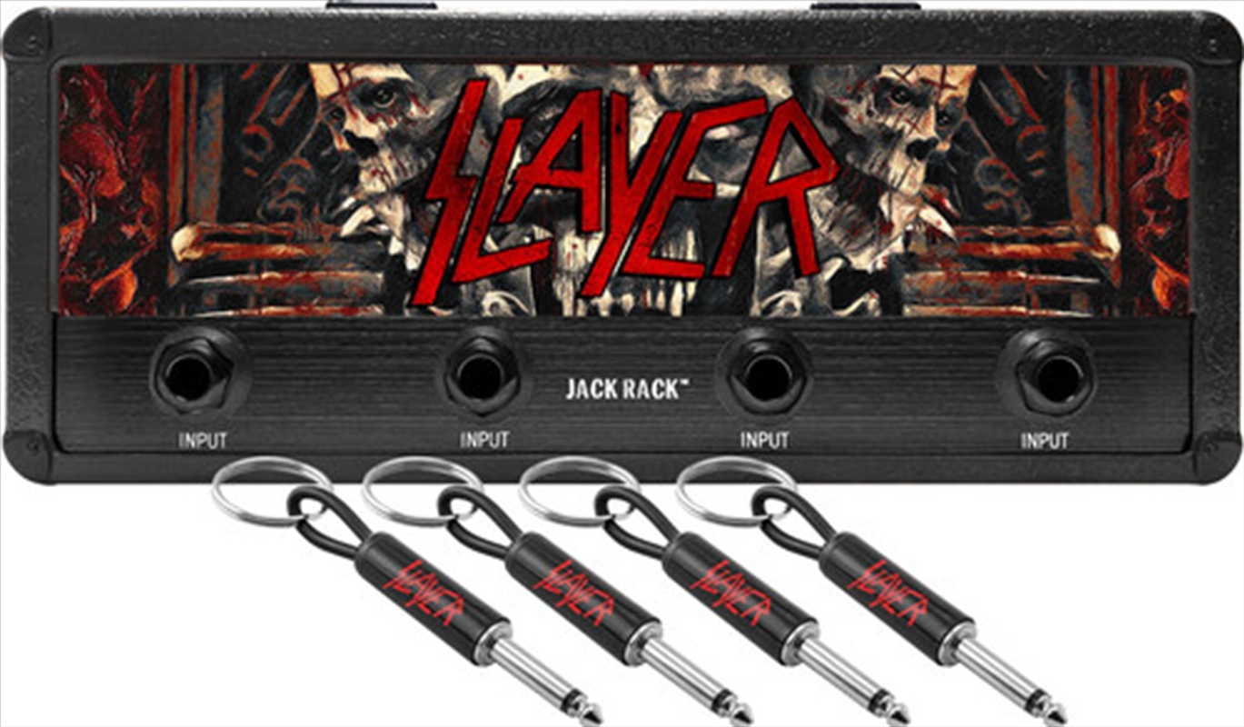 Pluginz - Slayer Logo Jack Rack - Includes 4 Slayer Guitar Plug Keychains/Product Detail/Keyrings