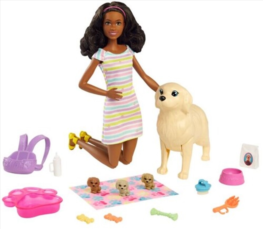 Mattel - Barbie Doll and Newborn Puppies Playset, African American/Product Detail/Toys