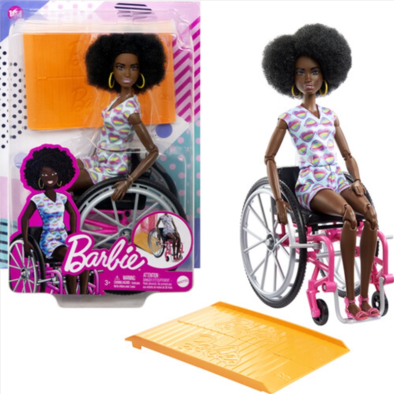 Mattel - Barbie Fashionista & Wheelchair with Wheelchair & Ramp, Curly Brown Hair, Romper/Product Detail/Toys