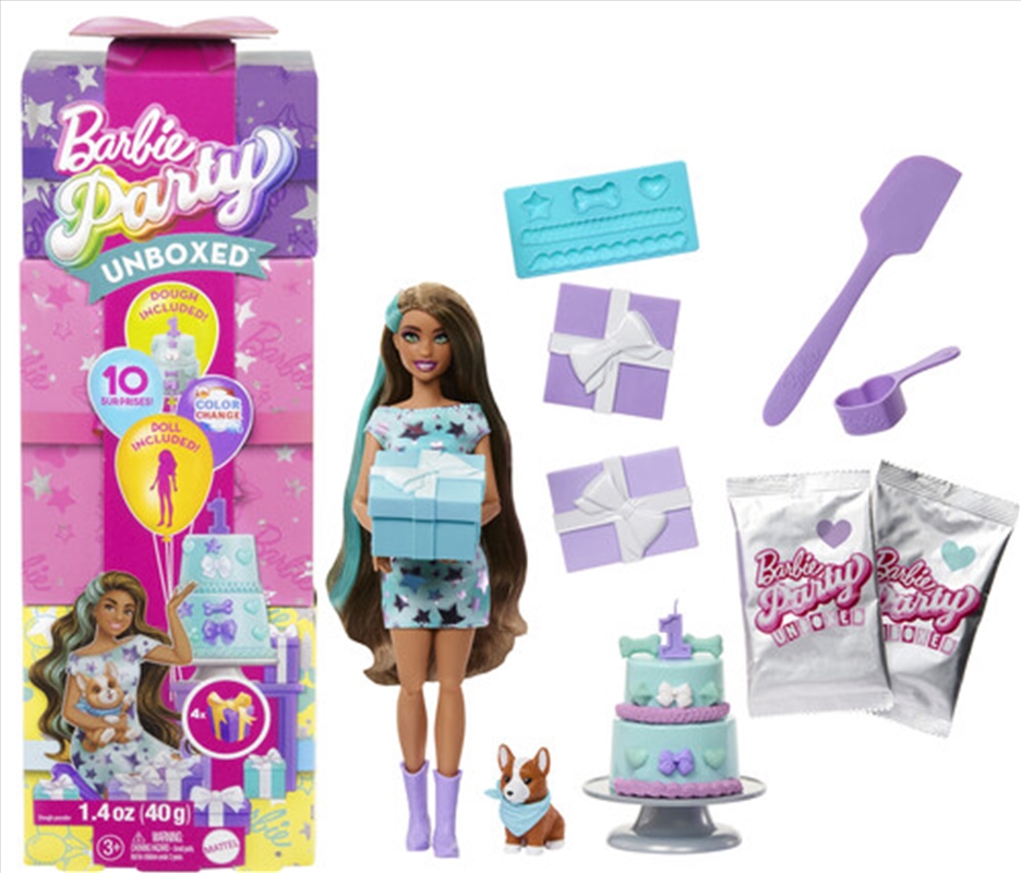 Mattel - Barbie Party Unboxed Doll & Accessories, Pet Birthday Series, Party Stars Set/Product Detail/Toys
