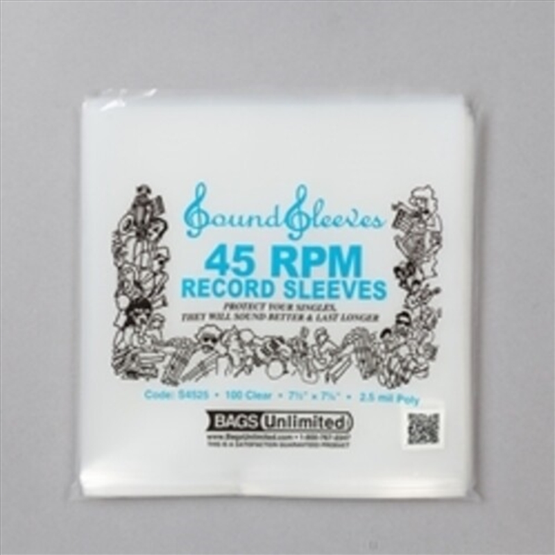 Bags Unlimited S4525 - 7 Inch 45 RPM Record Outer Sleeve - 100 Count (Clear)/Product Detail/Storage