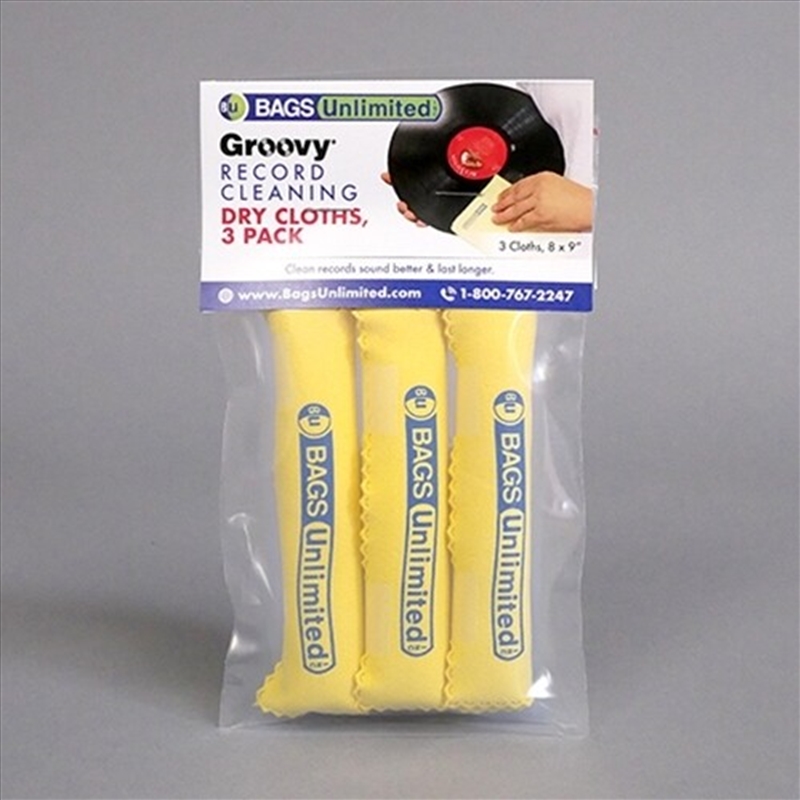 Bags Unlimited ASA-2D - Groovy Record Cleaning Cloth 3 Pk - Microfiber (Yellow)/Product Detail/Cleaners