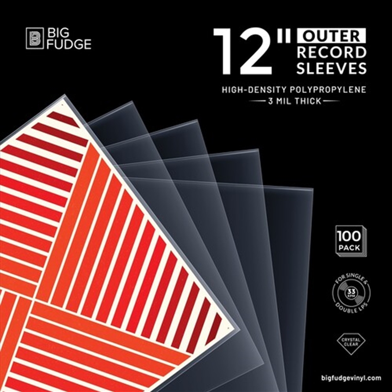 Big Fudge BFOS12X100US 12 Inch Vinyl LP Record Outer Sleeves 100 Pack (Crystal Clear)/Product Detail/Storage