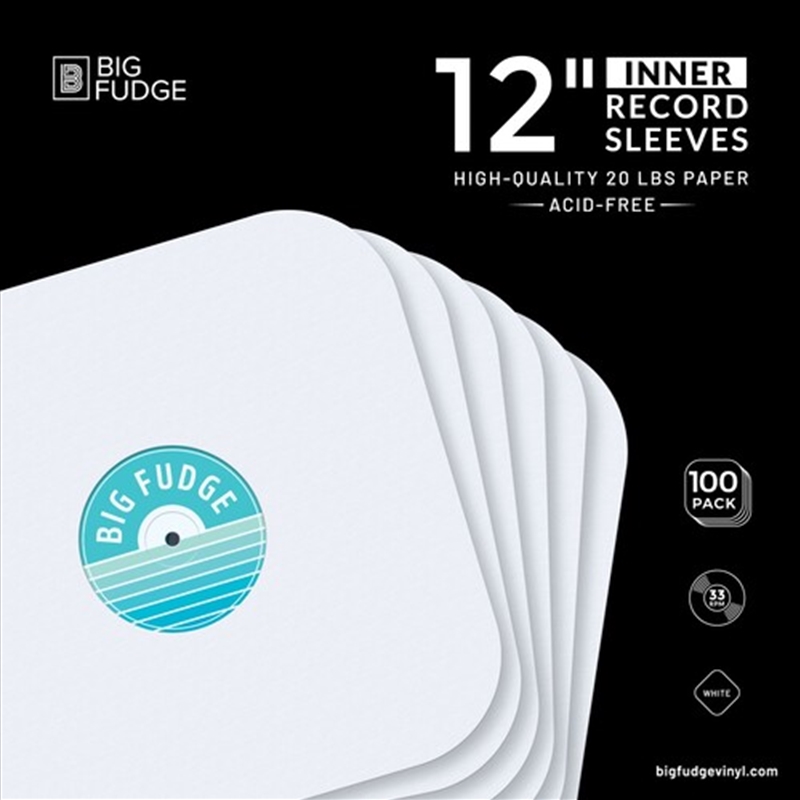 Big Fudge BFIS12x100US 12-inch Vinyl LP Record Round Corner Inner 100 Pack White/Product Detail/Storage