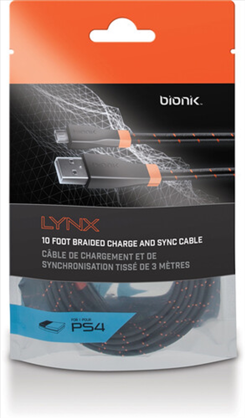 BIONIK BNK-9001 PS4 Lynx Controller Charge & Sync Cable - 10 FT Tangle Free/Product Detail/Consoles & Accessories