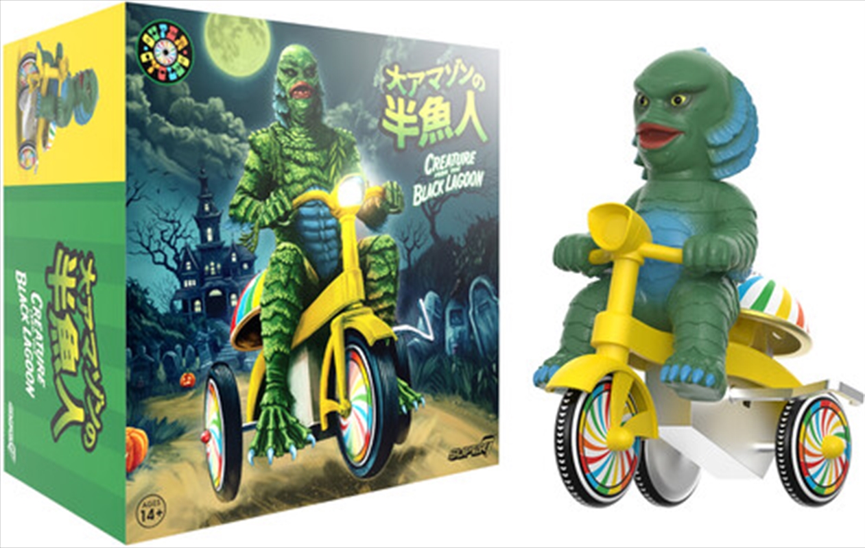 Super7 - Universal Monsters Super Cycles - Creature from Black Lagoon (Dark Green with Yellow Trike)/Product Detail/Figurines