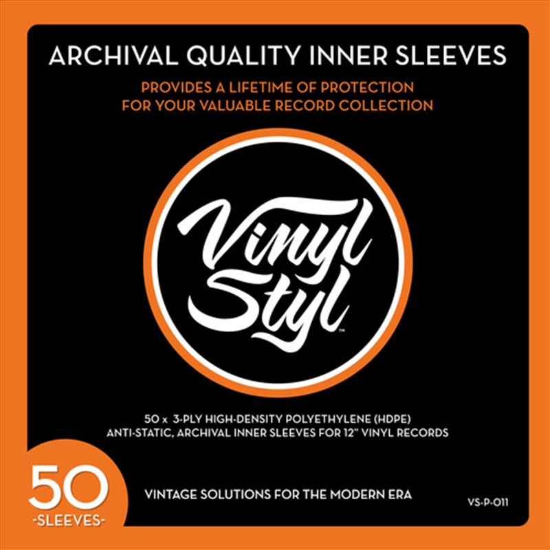 Vinyl Styl® VS-P-011 12 Inch Archival Inner Record Sleeves - HDPE - 50 Count/Product Detail/Storage