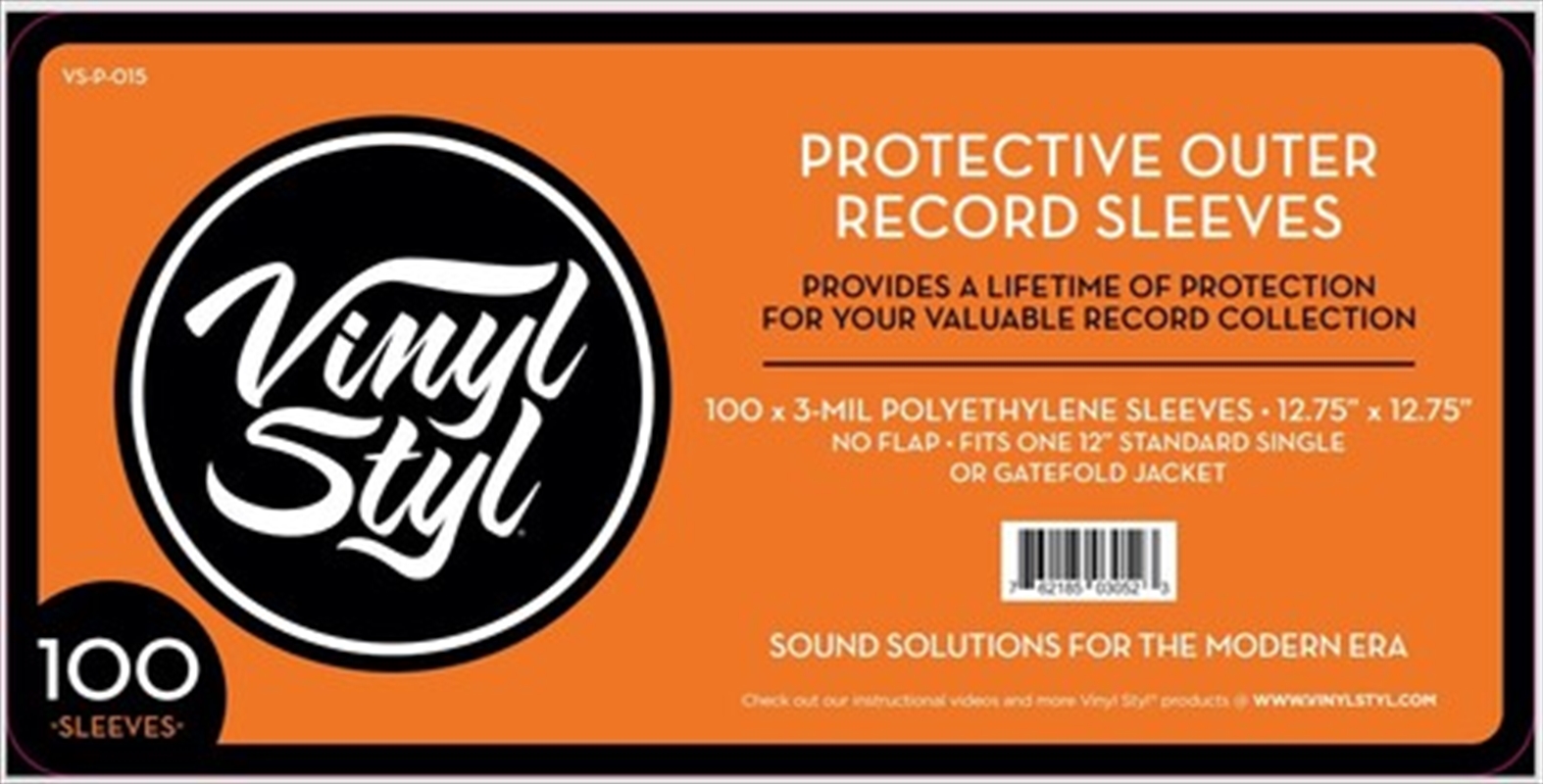 Vinyl Styl® VS-P-015 12 Inch Vinyl Record Outer Sleeve Polyethylene - 100 Count (Clear)/Product Detail/Storage