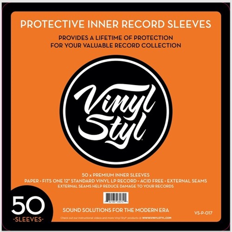 Vinyl Styl® VS-P-017 12 Inch Inner Record Sleeves - Square Corner - 50 Count (White)/Product Detail/Storage