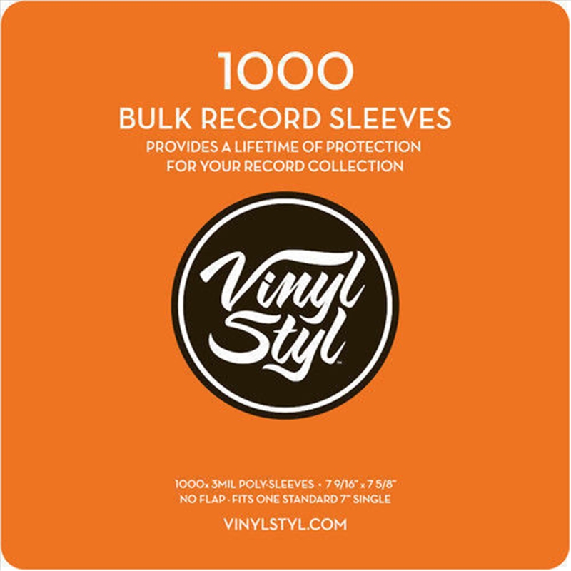 Vinyl Styl® VS-P-010 7 Inch Outer Record Sleeves - Open Top - 1000 Count (Clear)/Product Detail/Storage