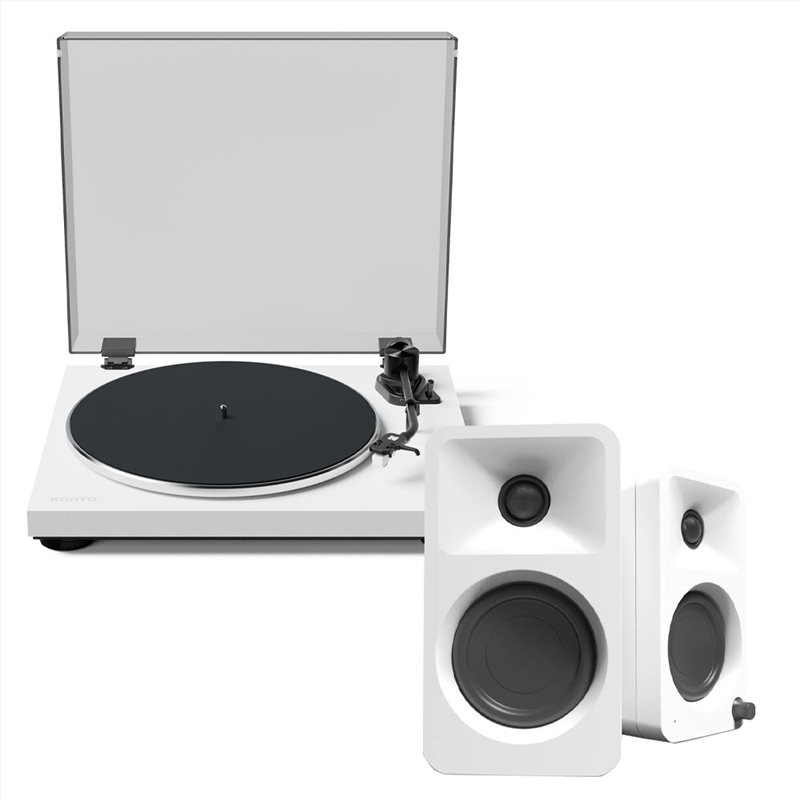 Kanto OBI3 Turntable - Matte White with Kanto ORA 100W Powered Speakers - White Bundle/Product Detail/Turntables