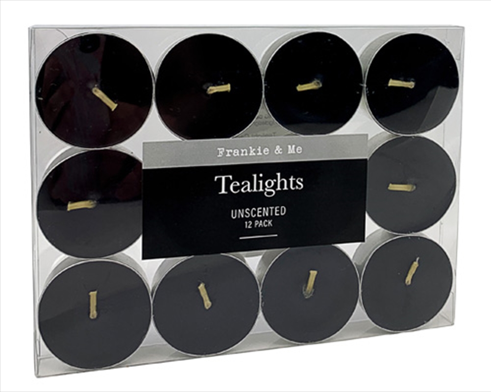 Tealight 12Pk Unscented Black/Product Detail/Candles