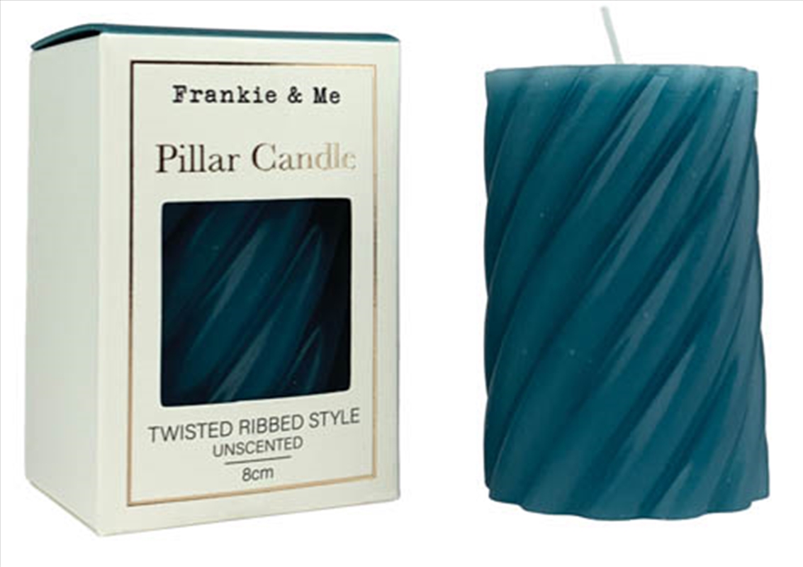 Candle Pillar Twisted 8 cm Teal/Product Detail/Candles