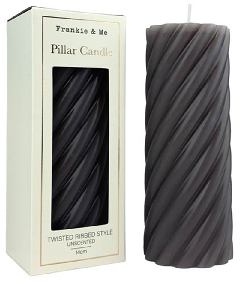 Candle Pillar Twisted 14 cm Grey/Product Detail/Candles