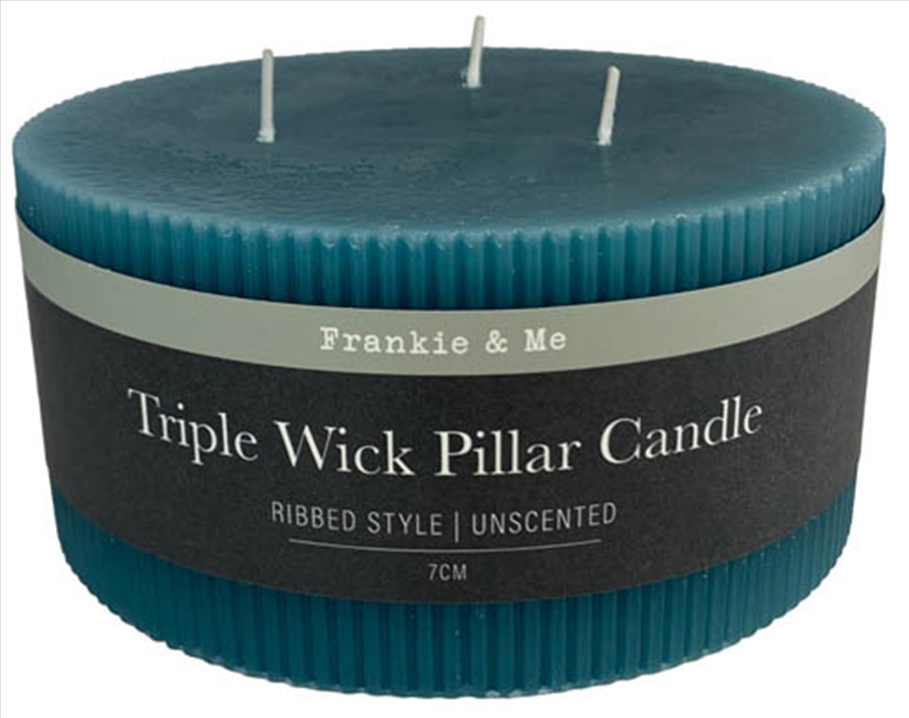 Candle Pillar Triple Wick Rib 7 cm Tl/Product Detail/Candles