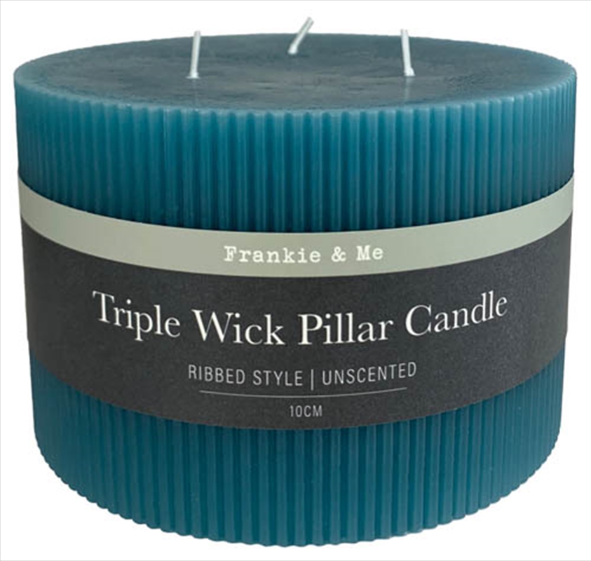 Candle Pillar Triple Wick Rib 10 cm Tl/Product Detail/Candles