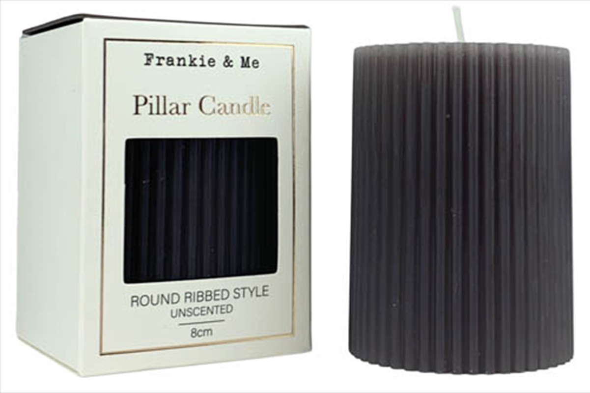 Candle Pillar Ribbed 8 cm Grey/Product Detail/Candles