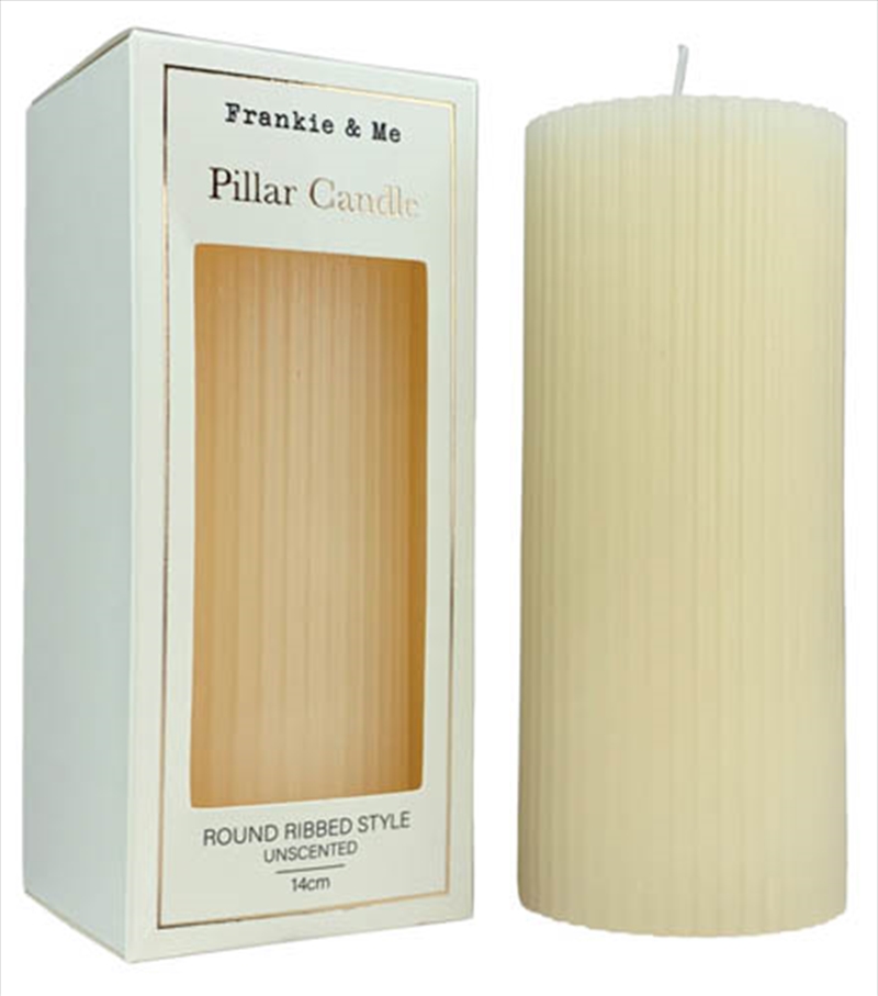 Candle Pillar Ribbed 14 cm Ivory/Product Detail/Candles