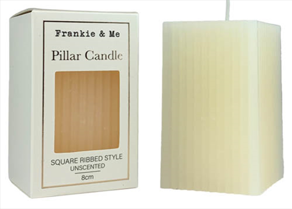 Candle Pillar Rib Square 8 cm Ivory/Product Detail/Candles