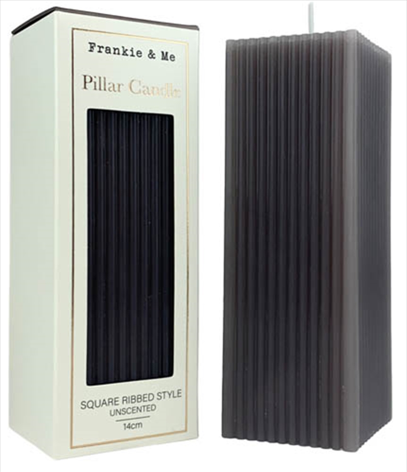 Candle Pillar Rib Square 14 cm Grey/Product Detail/Candles