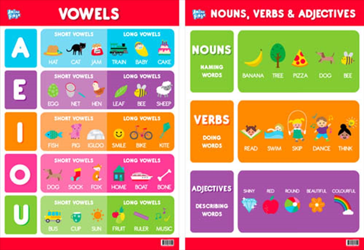 Educational Poster Double Sided Vwls Noun/Product Detail/Posters & Prints
